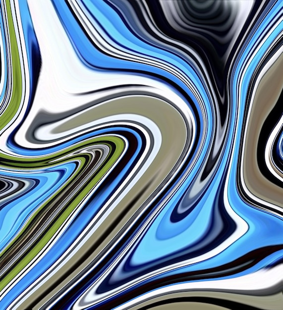 A blue and white abstract painting with a blue and green background.