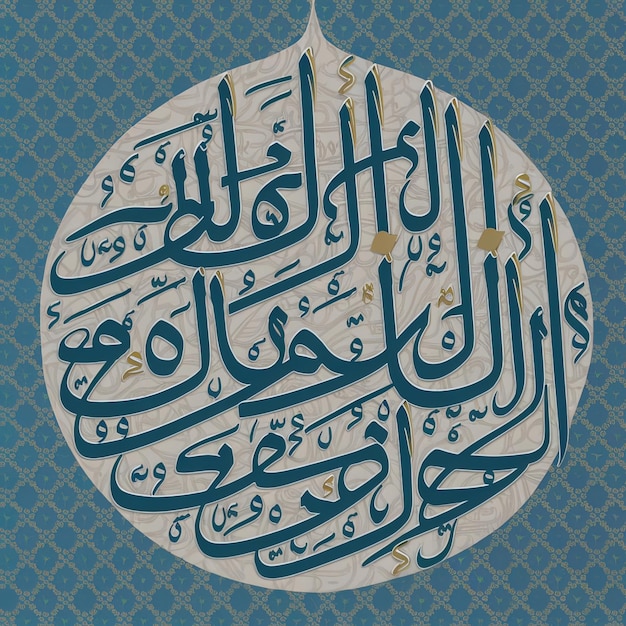 a blue and white arabic calligraphy with arabic writing on a blue background