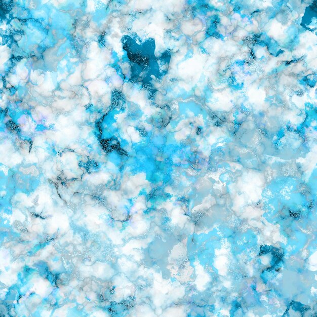 A blue and white background with clouds.