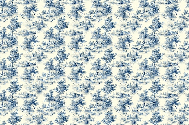 Photo a blue and white background with a pattern of flowers