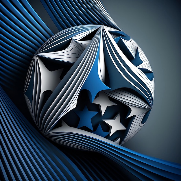 A blue and white ball with stars on it