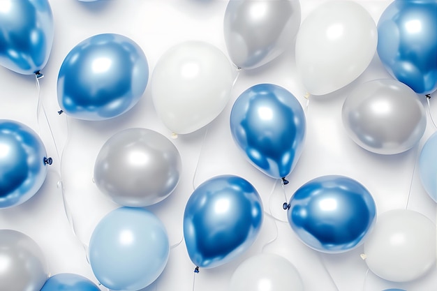 Blue White Balloons Floating White