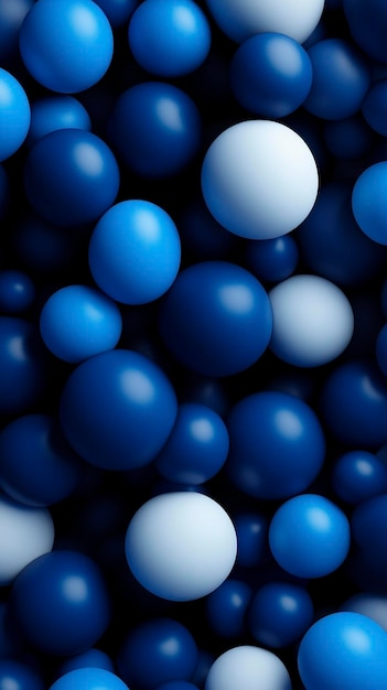 Photo blue and white balls in a bowl of blue and white balls