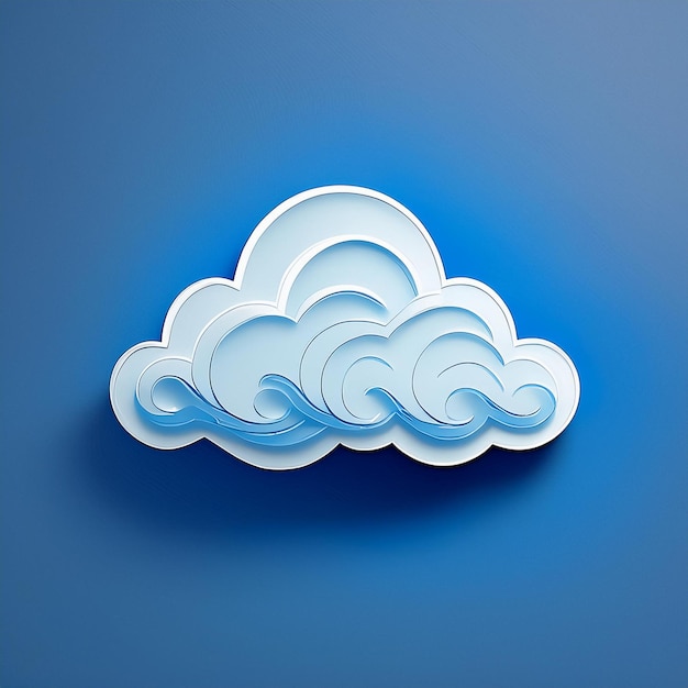 Photo a blue and white cloud that is on a blue background