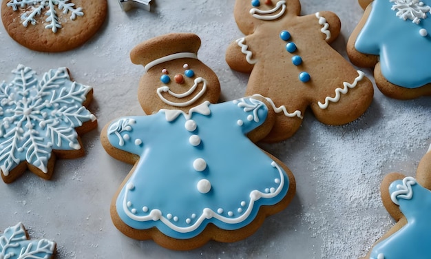 a blue and white cookie with blue icing and blue icing