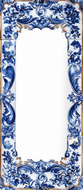 Photo blue and white floral frame