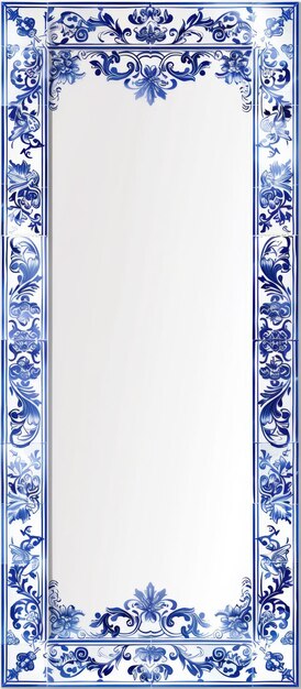 Blue and white floral frame