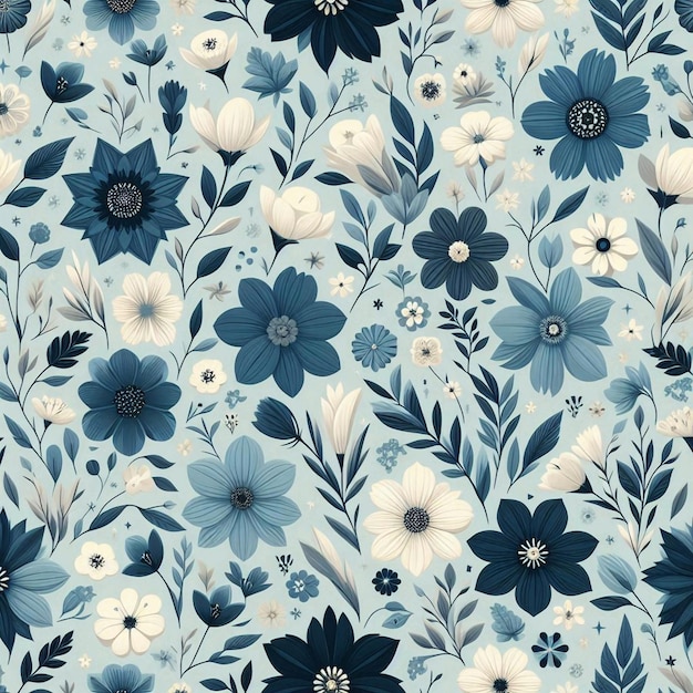 a blue and white floral wallpaper with flowers and the word  flowers  on it