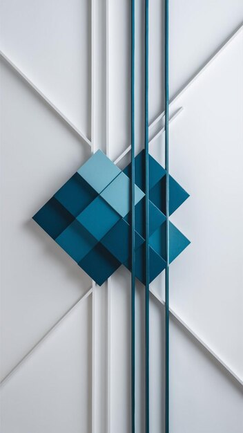 Photo a blue and white geometric design is shown in this image