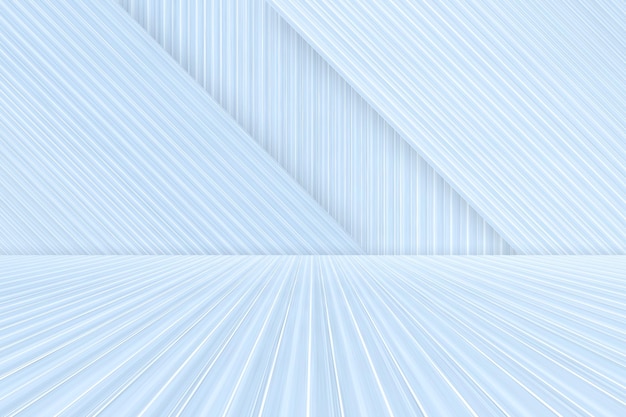 Blue and white geometric stripe background artificial abstract space 3D rendering