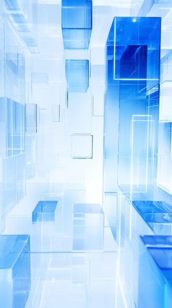 a blue and white glass cubes