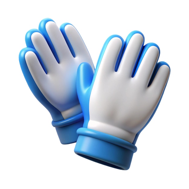 a blue and white glove with a white glove on it