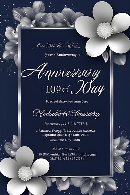 Photo a blue and white invitation for a anniversary