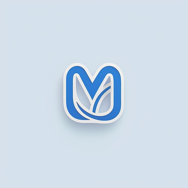 a blue and white logo with a blue letter m