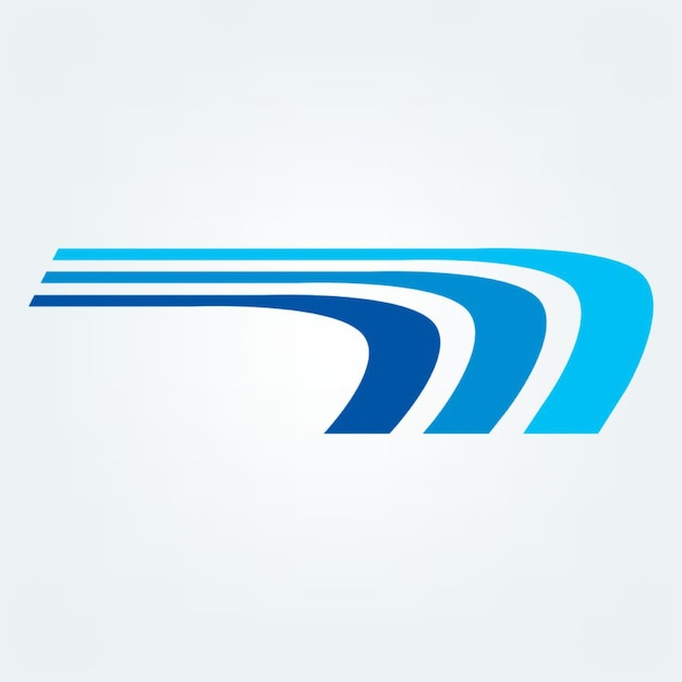 a blue and white logo with a blue and white arrow