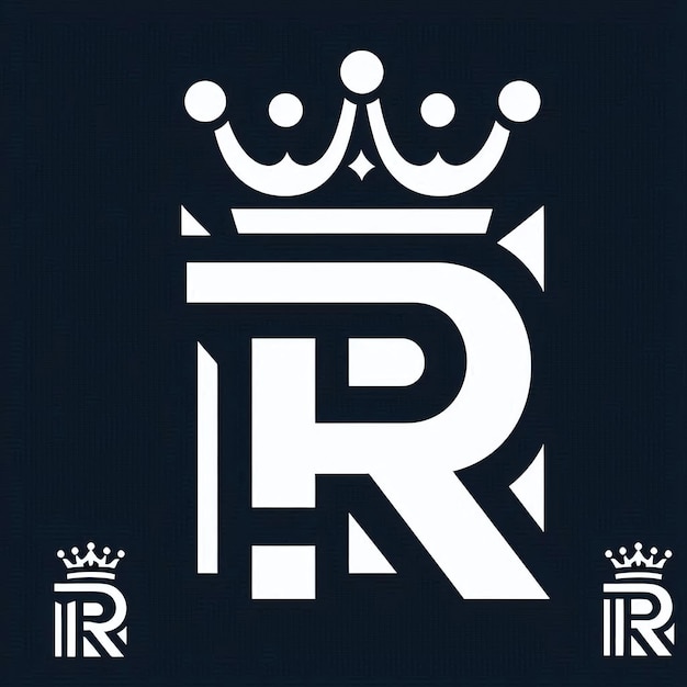 Photo a blue and white logo with the letter r on it