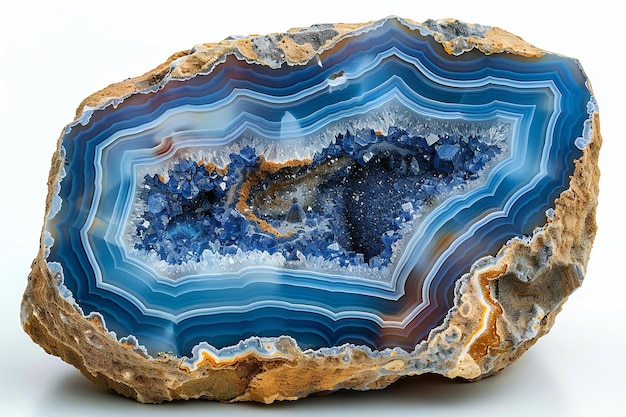 Photo a blue and white mineral with a blue and black speckled surface