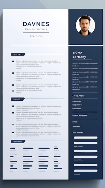 Photo blue and white modern professional editable resumecv template