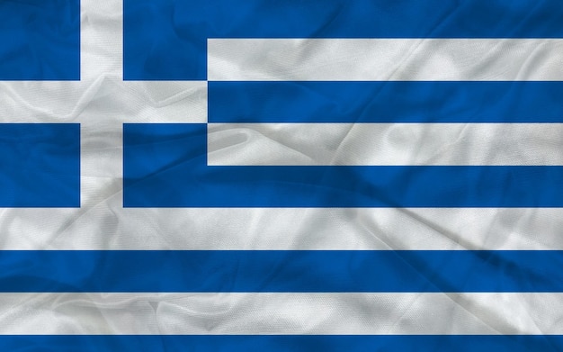 The blue and white national flag of Greece.