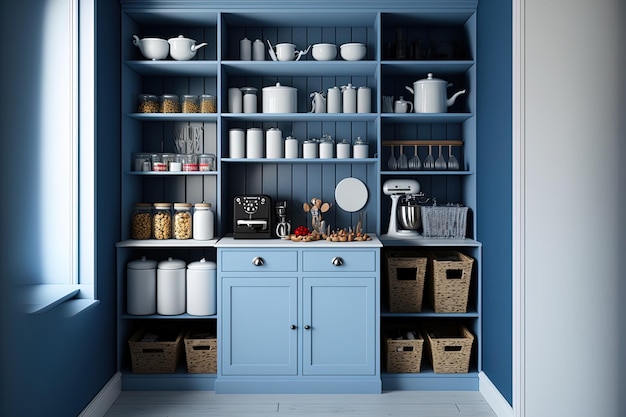 Blue and White Pantry updated