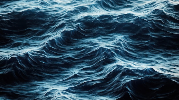 the blue and white pattern of the water is created by the wind