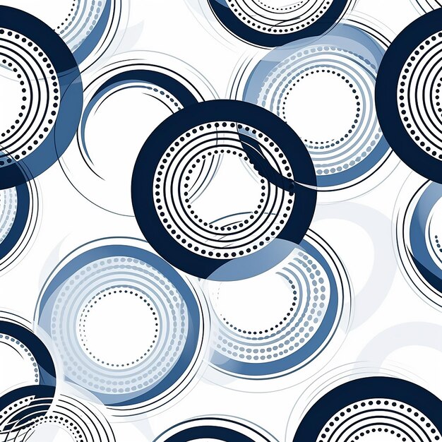 a blue and white pattern with circles like circles