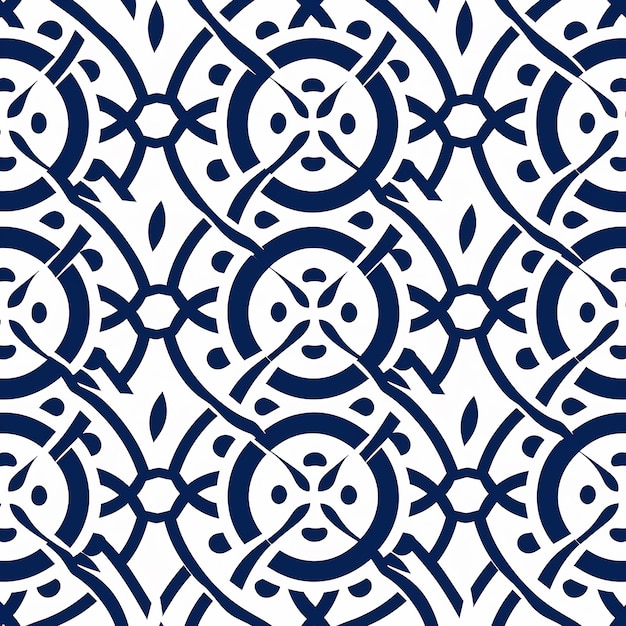 a blue and white pattern with a flower design on a white background