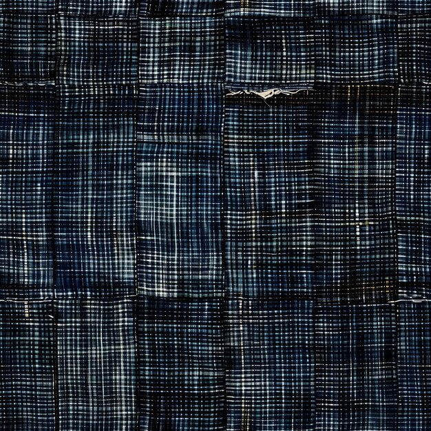 Photo a blue and white plaid wall with a blue and black pattern