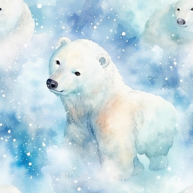 A blue and white polar bear wallpaper with a blue background and the words polar bears.