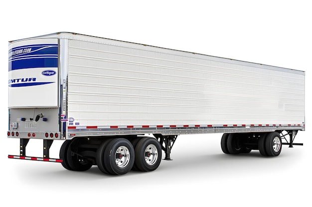 a blue and white semi truck with the word quot blue quot on the side