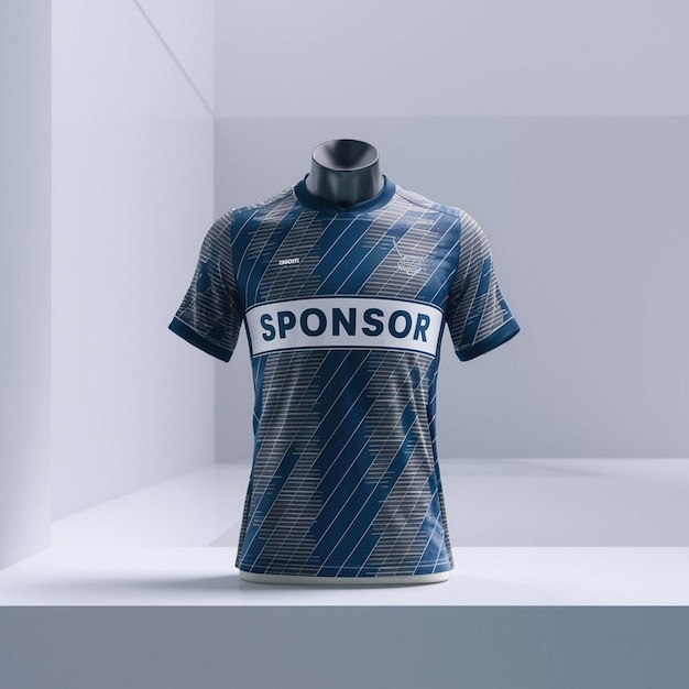 Photo a blue and white shirt with the word sport written on it