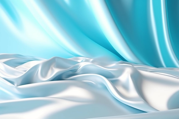 Blue and white silk fabric with a soft light blue background.