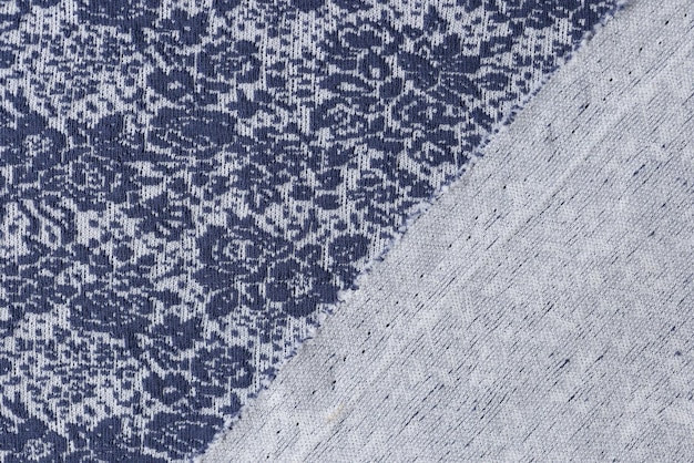 Blue and white textile with flower pattern