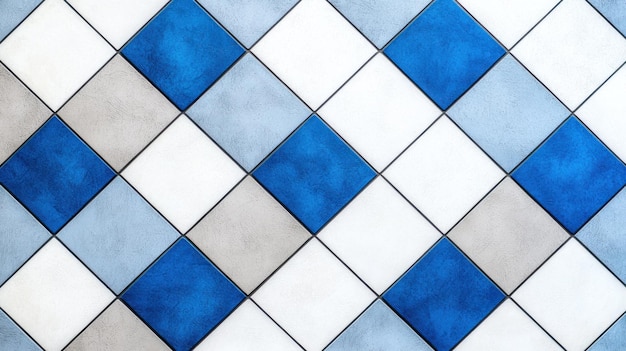 Photo a blue and white tile with a pattern of blue tiles