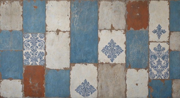 a blue and white tile with a pattern of tiles