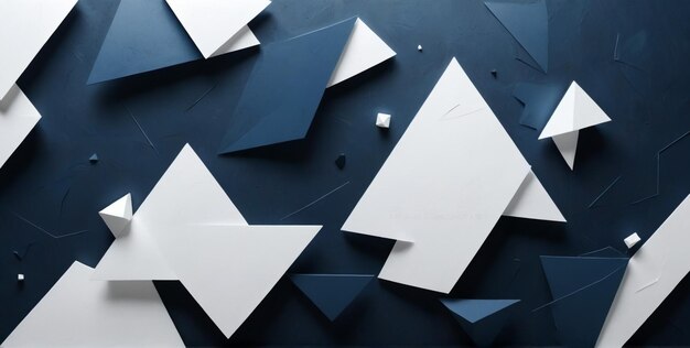 a blue and white wall with a white triangle on it