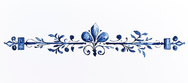 Blue and White Watercolor Floral Divider