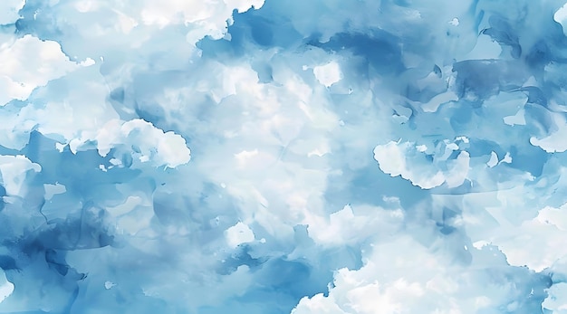 a blue and white watercolor painting of clouds in watercolor