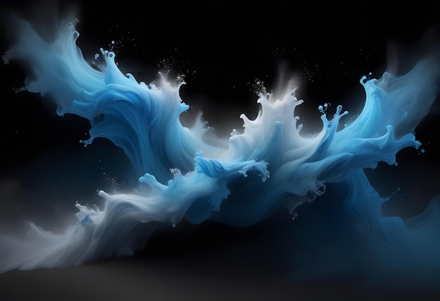 a blue and white wave that is painted with blue and white paint