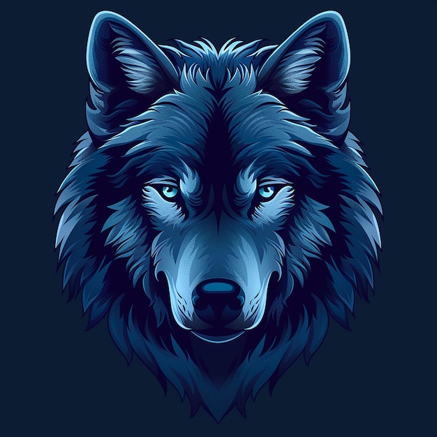 Blue Wolf Mascot on Dark Background