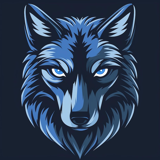 Blue Wolf Mascot on Dark Background