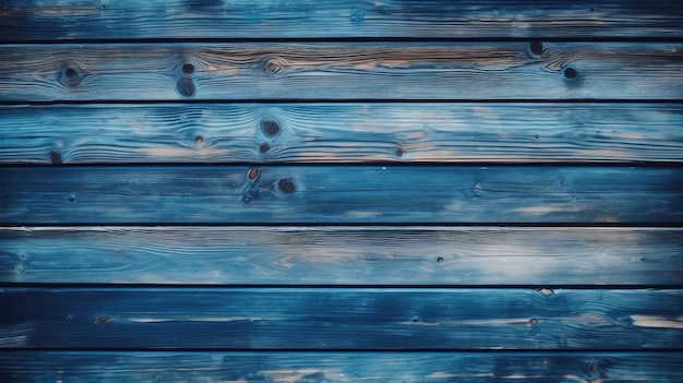 A blue wood wall with the wood grain showing the wood grain.