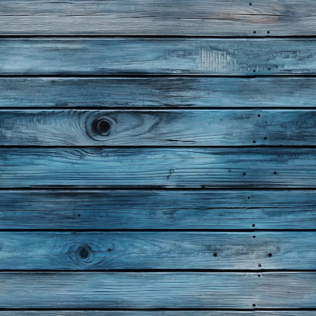 Photo a blue wood wall with a wooden plank that has a hole in it