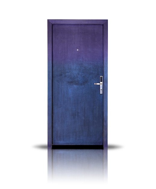 Blue Wooden Door Isolated on White Background