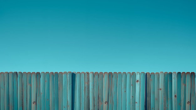 Blue Wooden Fence Against a Clear Sky