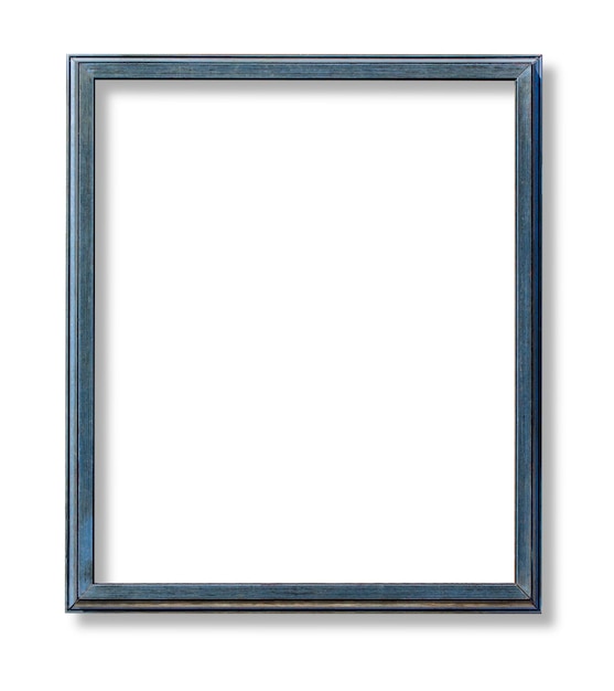 Blue wooden frame isolated on white background with clipping path