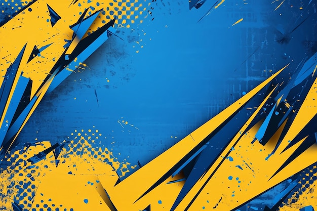 a blue and yellow abstract background with a yellow and blue pattern