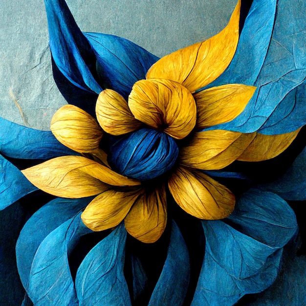 Blue and yellow abstract flower Illustration