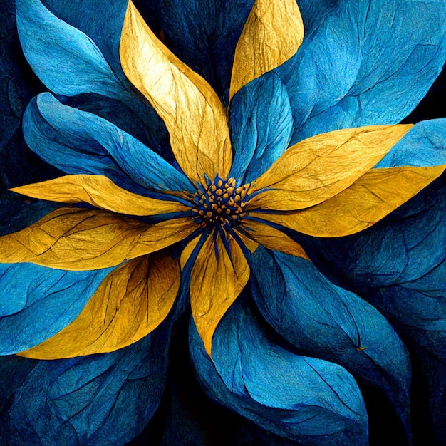 Blue and yellow abstract flower Illustration