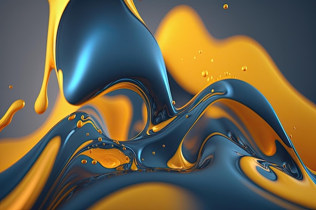 A blue and yellow background with a blue liquid and the word gold.